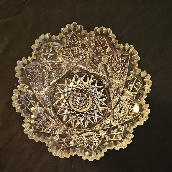 Other - Silver Glass Art Bowl with Radiant Patterns